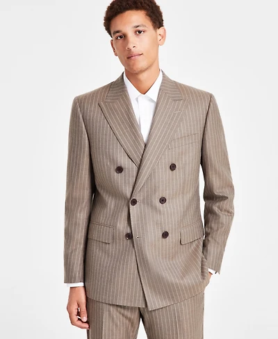 B by Brooks Brothers Men's Classic-Fit Wool Blend Double-Breasted Suit Separates Jacket