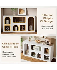 Tribesigns 59" White Console Table, Modern Entryway Table, Wooden Storage Organizer Entrance Table with 6 Compartments, Long Sofa Table