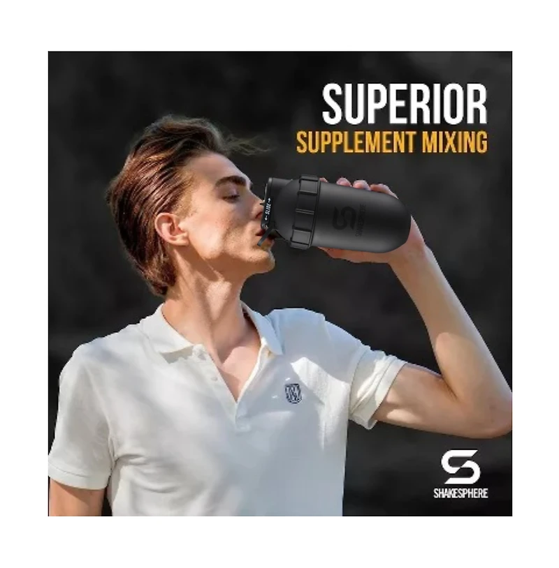 ShakeSphere Tumbler: Protein Shaker Bottle and Smoothie Cup, 24 oz - Bladeless Blender Cup Purees Raw Fruit with No Blending Ball