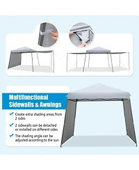 Skonyon Patio 10x10FT Instant Pop-up Canopy Folding Tent with Sidewalls and Awnings Outdoor-Gray