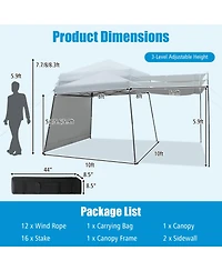 Skonyon Patio 10x10FT Instant Pop-up Canopy Folding Tent with Sidewalls and Awnings Outdoor-Gray