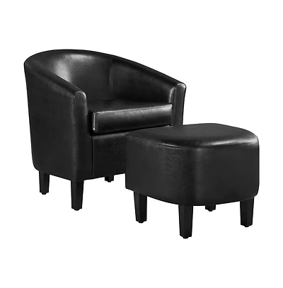 Yaheetech Contemporary Faux Leather Club Chair and Ottoman Set