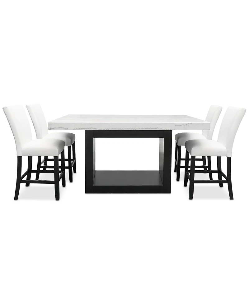 Kellet 5 Pc. Rectangular Marble Dining Set (Counter Height Table & 4 Side Chairs)