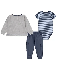 Huggies Baby Boys Short Sleeve Bodysuit, Crew and Pants 3-Piece Set