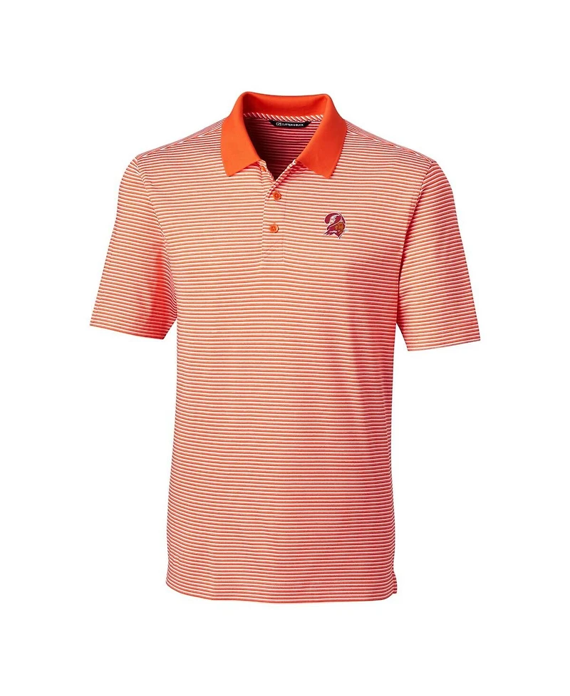 Cutter & Buck Men's Orange Tampa Bay Buccaneers Throwback Logo Forge Tonal Stripe Stretch Polo