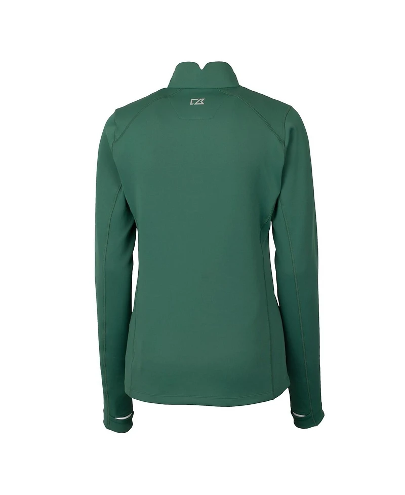 Cutter & Buck Women's Hunter Green Philadelphia Eagles Gridiron Classics Logo DryTec Traverse Stretch Quarter-Zip Pullover Top