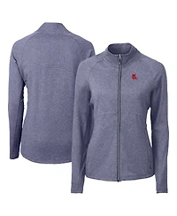 Cutter & Buck Women's Heather Navy Boston Red Sox Throwback Adapt Eco Knit Hybrid Full-Zip Jacket