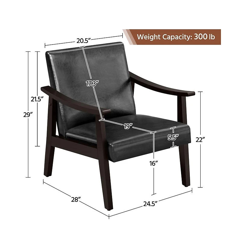 Yaheetech Modern Accent Chair Mid-Century Upholstered Armchair