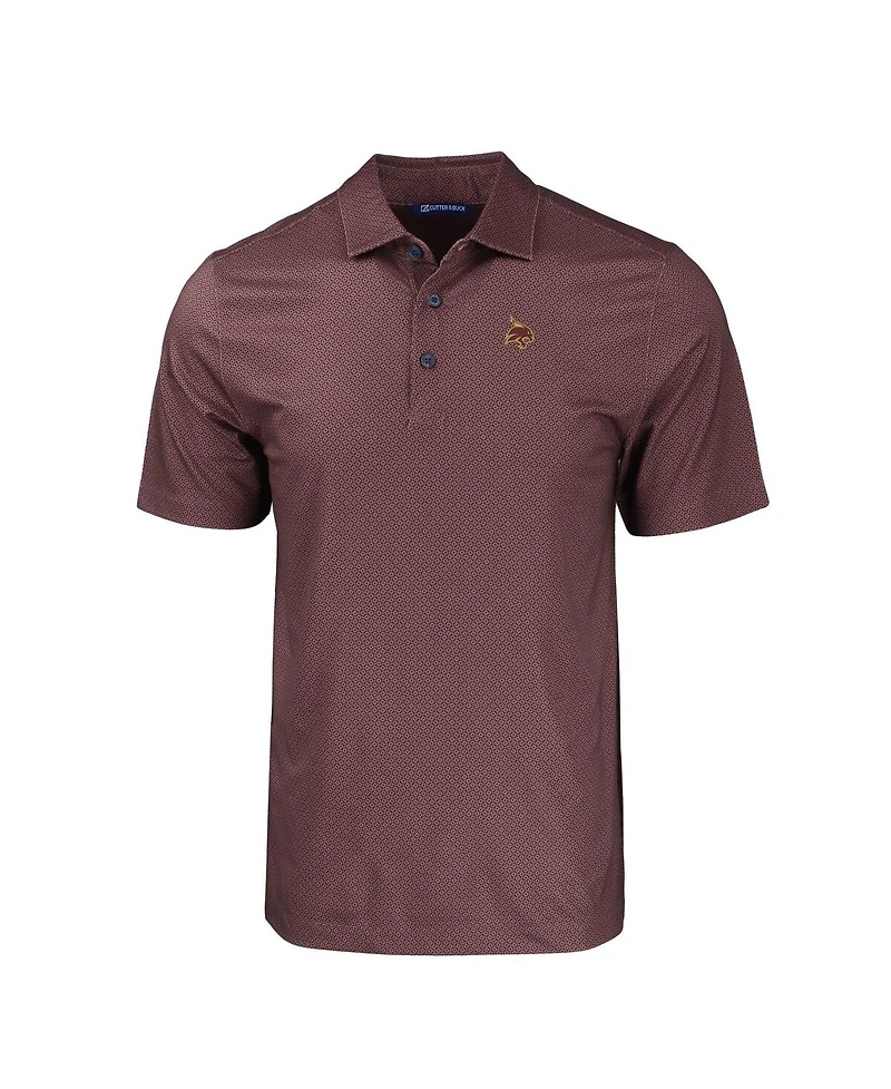 Cutter & Buck Men's Maroon Texas State Bobcats Pike Eco Tonal Geo Print Stretch Polo