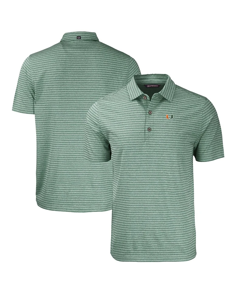 Cutter & Buck Men's Miami Hurricanes Forge Eco Heathered Stripe Stretch Polo