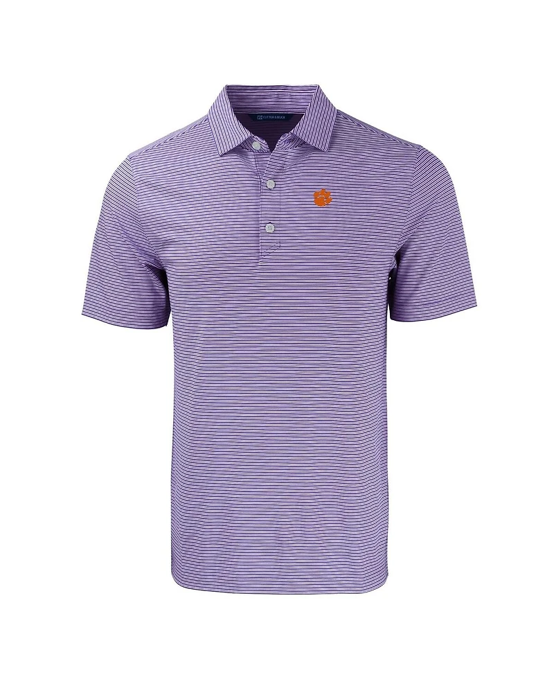 Cutter & Buck Men's Clemson Tigers Forge Eco Double Stripe Stretch Polo