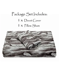 Chanasya Premium Faux Fur Duvet Cover Set - & Minky Blanket (68” x 90”) 1 Pillow Sham (20” 26”)