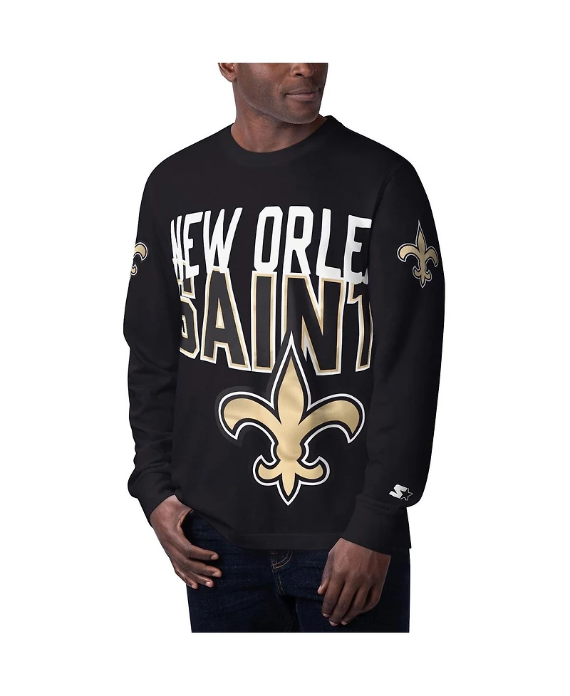 Starter Men's Black New Orleans Saints Clutch Hit Long Sleeve T-Shirt