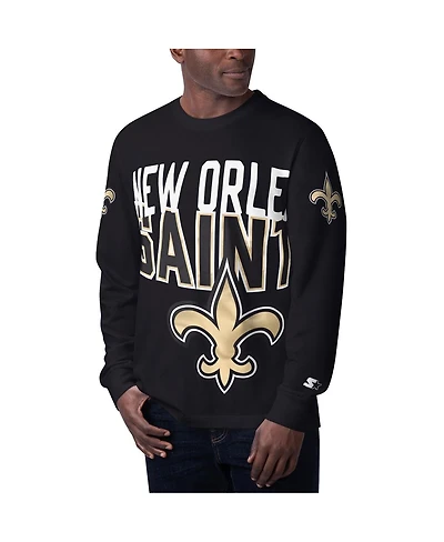 Starter Men's Black New Orleans Saints Clutch Hit Long Sleeve T-Shirt