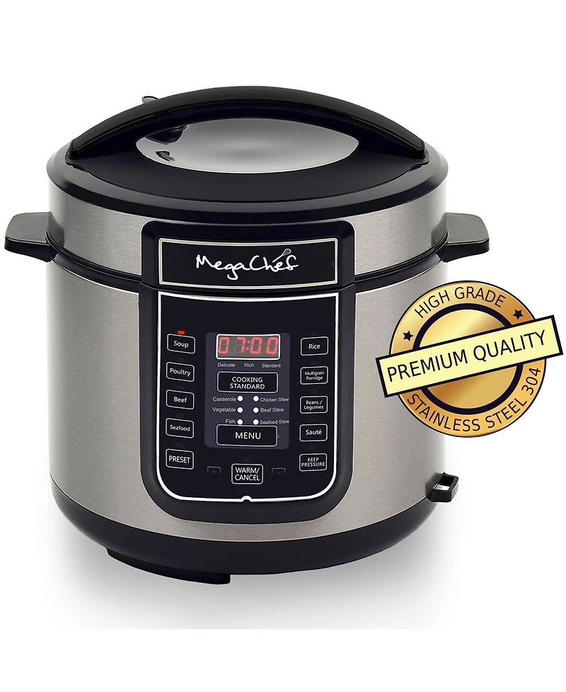 Megachef 6 Quart Digital Pressure Cooker with 14 Pre-set Multi Function Features