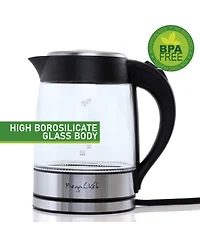 MegaChef 1.8 Quart Glass Body and Stainless Steel Electric Tea Kettle