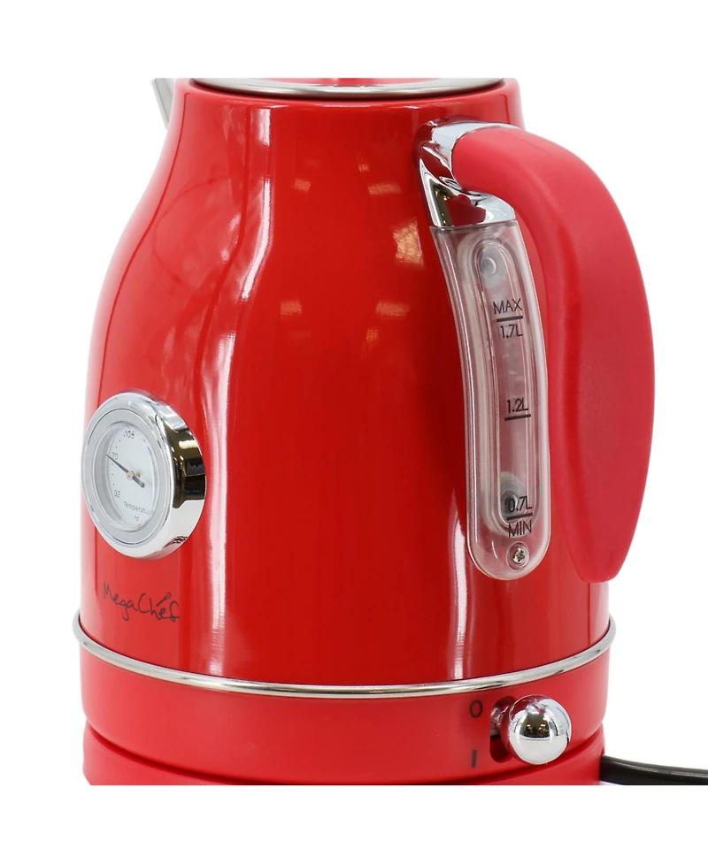 MegaChef 1.7 Quart Electric Tea Kettle and 2 Slice Toaster Combo Matt Cream
