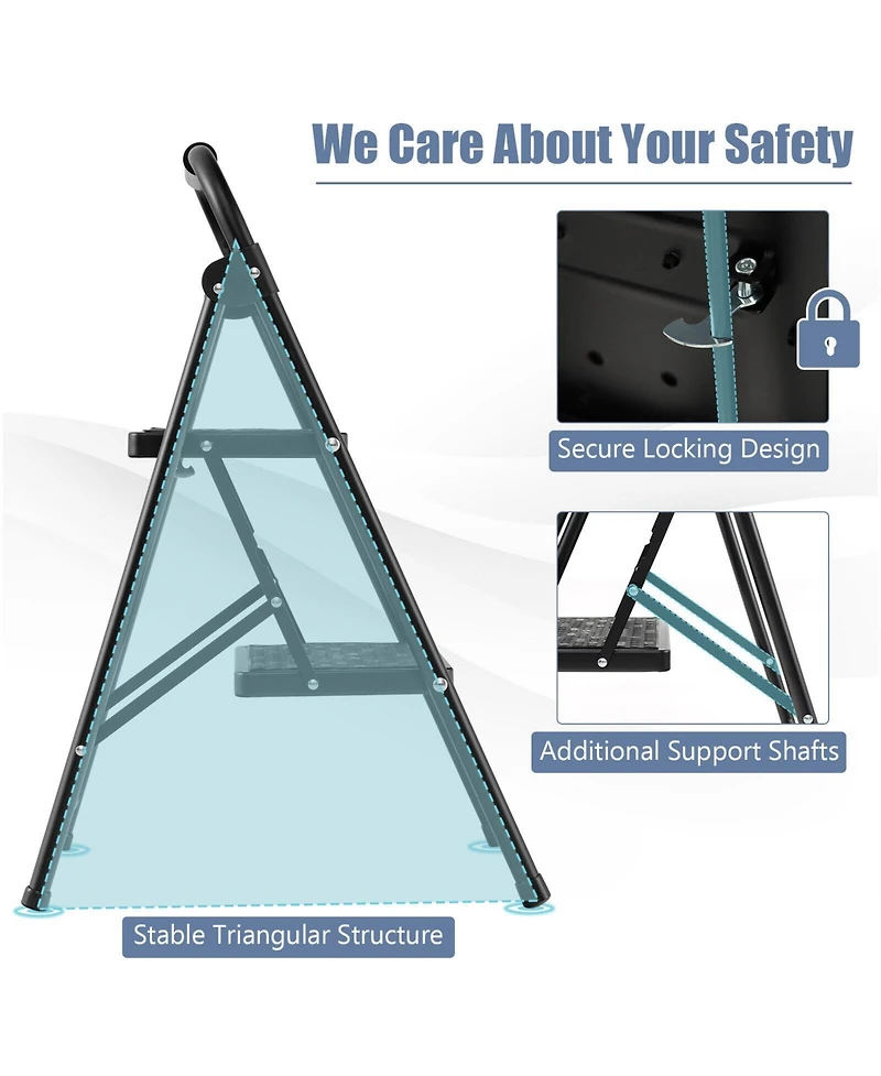 2-Step Ladder with Wide Anti-Slip Pedal