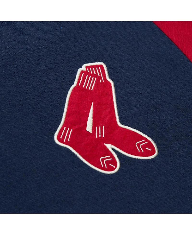 Mitchell & Ness Men's Navy Boston Red Sox Cooperstown Collection Legendary Raglan Slub Henley 3/4-Sleeve T-Shirt