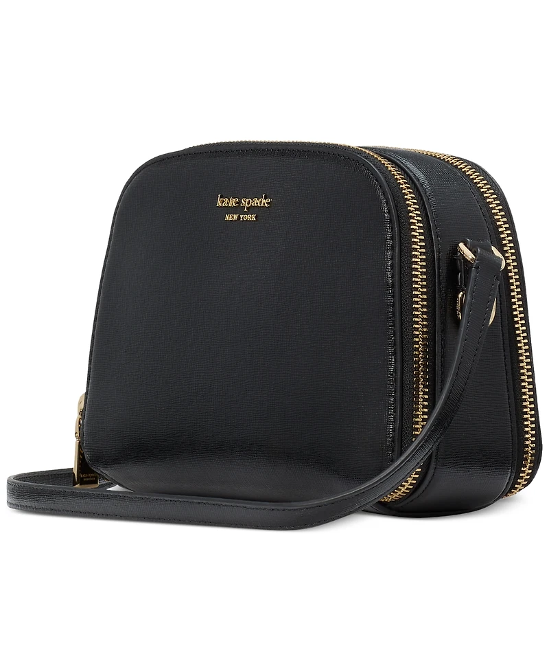 kate spade new york Devin Saffiano Leather Double Zip Dome Crossbody Bag