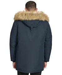 Calvin Klein Men's Long Parka with Faux-Fur Lined Hood