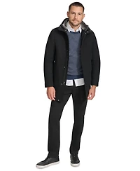 Calvin Klein Men's Urban Walker Coat with Detachable Faux Rabbit Fur at Interior Collar