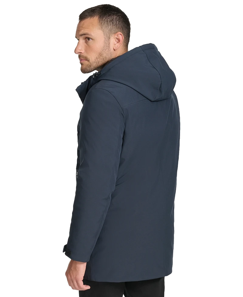 Calvin Klein Men's Flextech Stretch Water-Resistant Hooded Stadium Jacket