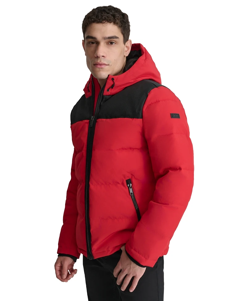Dkny Men's Mixed-Media Puffer Coat, Created for Macy's
