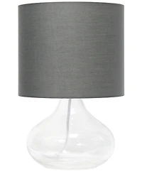 Simple Designs Glass Raindrop Table Lamp with Fabric Shade