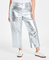 On 34th Trendy Plus Cropped Straight-Leg Metallic Pants, Created for Macy's