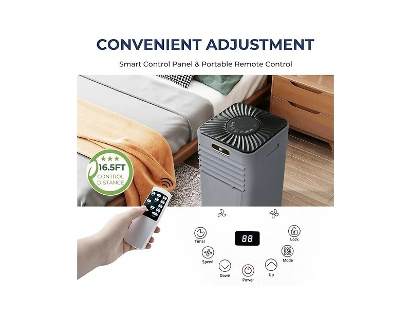 10000 Btu 4-in-1 Portable Air Conditioner with Dehumidifier and Fan Mode-Gray
