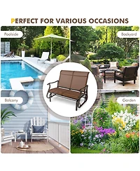 Sugift 2-Person Patio Glider Bench with High Back and Curved Armrests