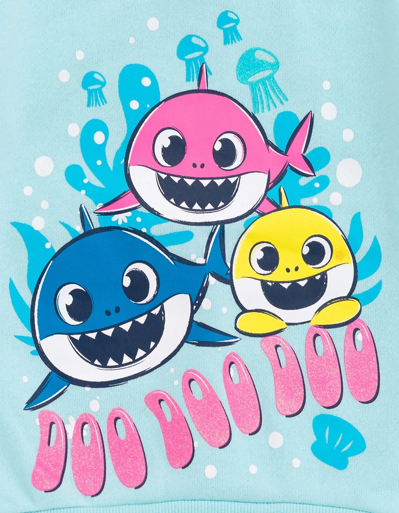 Baby Shark Toddler Girls Pinkfong Shark Pullover Fleece Sweatshirt and Pants Outfit Set