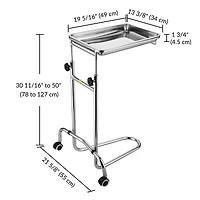 Mobile Mayo Stainless Steel Tray Stand Medical Doctor Tattoo Spa Salon Equipment
