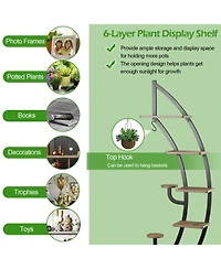 6-Tier 9 Potted Metal Plant Stand Holder Display Shelf with Hook