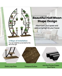 6-Tier 9 Potted Metal Plant Stand Holder Display Shelf with Hook