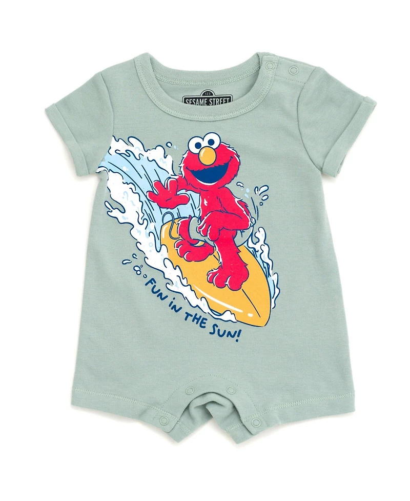 Sesame Street Baby Boys Elmo Cookie Monster Bird Romper and Bucket Sun Hat Newborn to