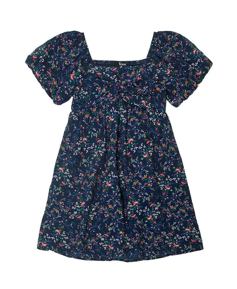Trixxi Big Girls Puff Sleeve Twist Front Dress