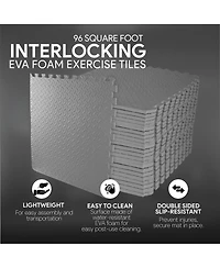 BalanceFrom Fitness 96 Sq Ft Interlocking Eva Foam Exercise Mat Tiles, Gray