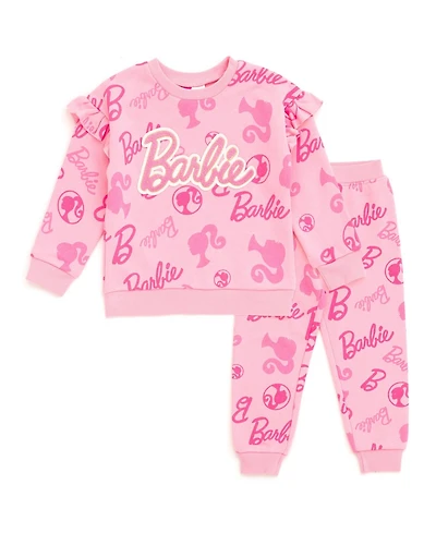 Barbie Little Girls Fleece Sweatshirt and Jogger Pants Outfit Set