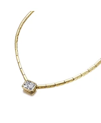 14K Gold Plated Cubic Zirconia East-West Solitaire Necklace