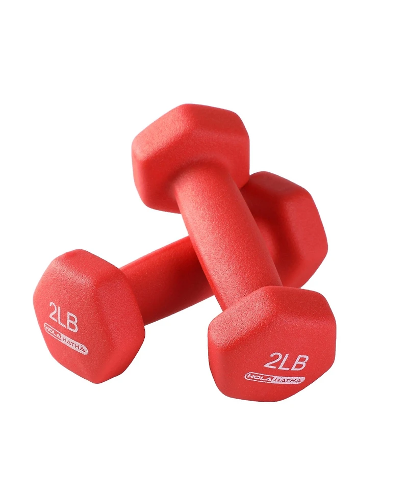 HolaHatha 2, 3, and 5 Pound Neoprene Dumbbell Free Hand Weight Set with Rack