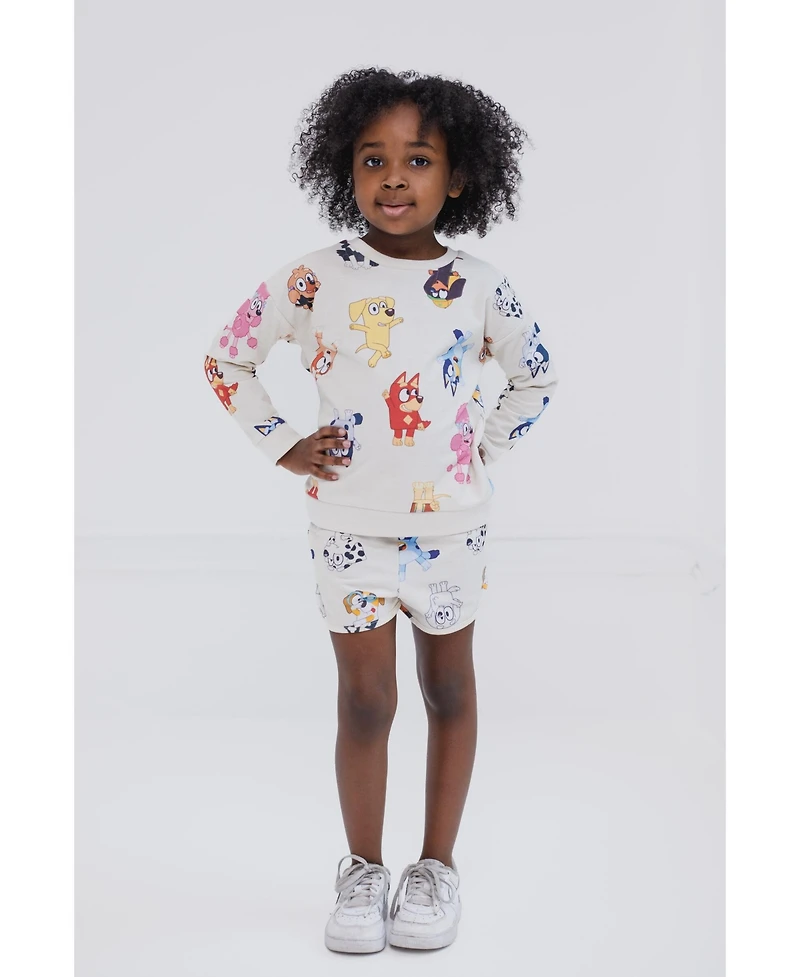 Bluey Toddler Girls French Terry Sweatshirt and Shorts