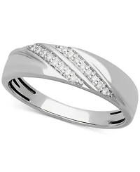 Men's Diamond Diagonal Two Row Wedding Band (1/10 ct. t.w.) 14k White Gold