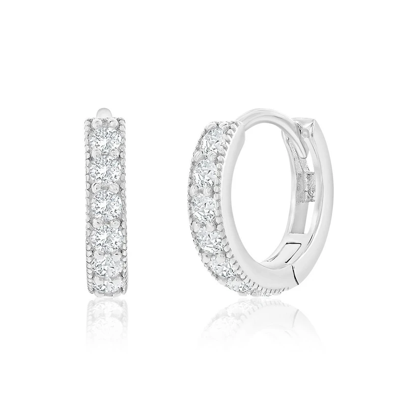 Simona Sterling Silver Small 13mm Cz Hoop Earrings