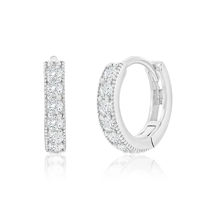 Simona Sterling Silver Small 13mm Cz Hoop Earrings