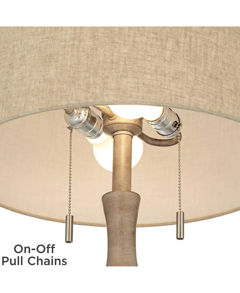 Barnes and Ivy Tuscan Chic 62 1/2" Tall Standing Floor Lamp Pull Chain Gray Natural Faux Wood Finish Living Room Bedroom House