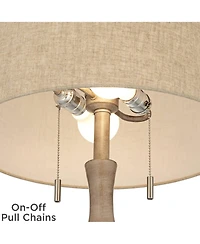 Barnes and Ivy Tuscan Chic 62 1/2" Tall Standing Floor Lamp Pull Chain Gray Natural Faux Wood Finish Living Room Bedroom House