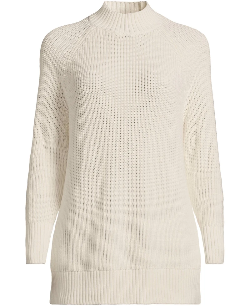 Lands' End Women's Drifter Shaker Easy Fit Mock Neck Tunic Sweater