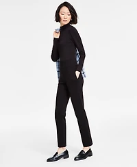 Jones New York Women's Pull On High Double Wide Waistband Straight Leg Pants
